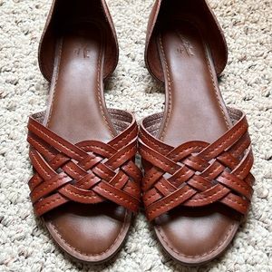 Braided open-toe flats
